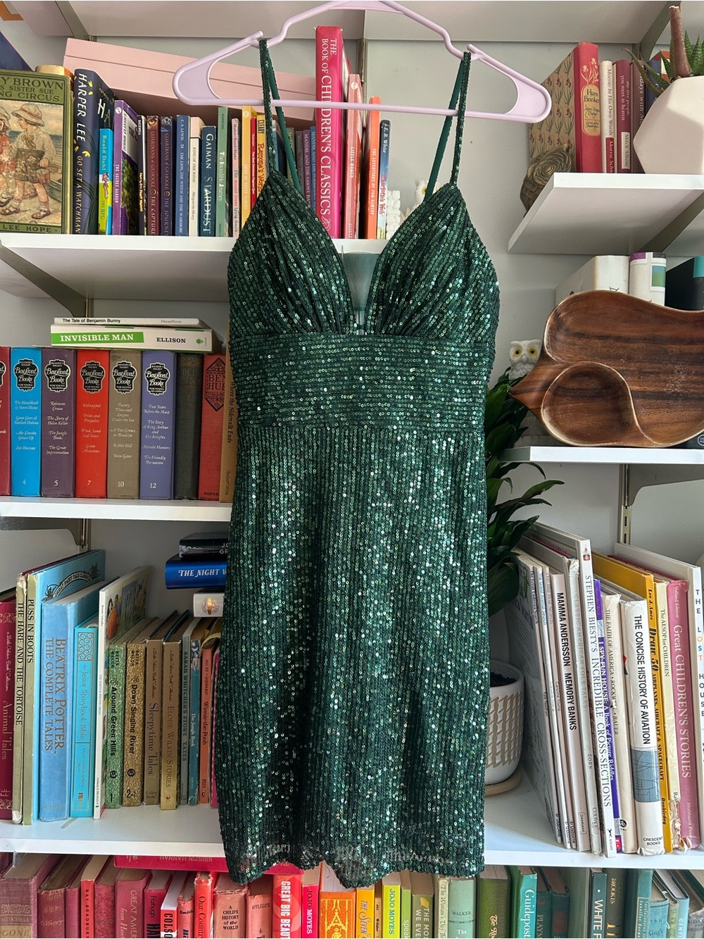Dancing Queen Dark Green Sequin Mini Dress with Spaghetti Straps